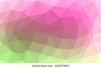 Light Pink, Green vector abstract polygonal cover. Colorful illustration in Origami style with gradient.  Triangular pattern for your business design.
