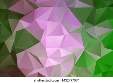 Light Pink, Green vector abstract polygonal template. Colorful illustration in polygonal style with gradient. Template for cell phone's backgrounds.