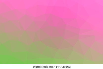 Light Pink, Green vector abstract polygonal cover. A vague abstract illustration with gradient. Completely new template for your business design.