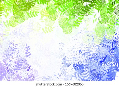 Hellrosa, Grüne Vektorillustration abstraktes Design mit Blättern. Doodle Illustration der Blätter im Origami-Stil mit Farbverlauf. Neues Design für Ihr Unternehmen.