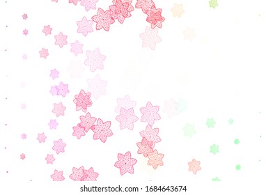 Light Pink, Green vector abstract background with flowers. Glitter abstract illustration with flowers. Elegant pattern for your brand book.