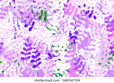 Light Pink, Green vector abstract pattern with leaves. Colorful illustration in doodle style with leaves. Textured pattern for websites, banners.
