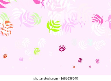 Light Pink, Green vector abstract design with leaves. An elegant bright illustration with leaves in Natural style. Template for backgrounds of cell phones.