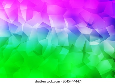Patrón de mosaico abstracto de vector verde claro rosa. Ilustración creativa de estilo medio-tono con triángulos. Mejor diseño triangular para su negocio.