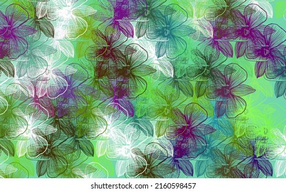 Light Pink, Green vector abstract design with flowers. Colorful illustration in doodle style with flowers. A new texture for your wallpaper design.