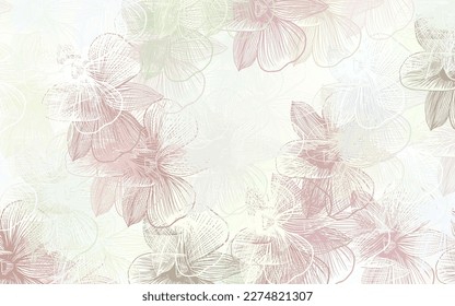 Light Pink, Green vector abstract design with flowers. Flowers in natural style on white background. New template for your brand book.