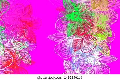 Light Pink, Green vector abstract backdrop with flowers. Sketchy doodle flowers on white background. Brand new style for your business design.