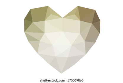 Light Pink, Green vector abstract Triangle Geometrical Heart on white polygonal background. Happy Valentine's Day Greeting Card. Stock template for your design.