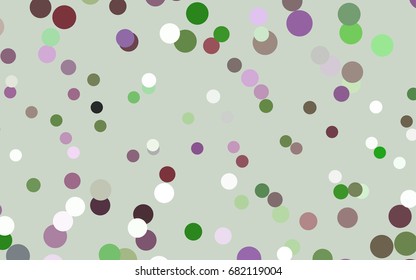 Light Pink, Green vector abstract pattern with circles. Geometry template for your business design. Background with colored spheres.