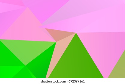 Light Pink, Green vector abstract mosaic background. Shining illustration, which consist of triangles. A completely new design for your business.