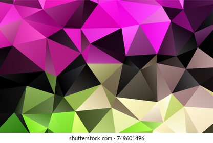 Light Pink, Green vector abstract mosaic pattern. Brand-new colored illustration in blurry style with gradient. Triangular pattern for your business design.