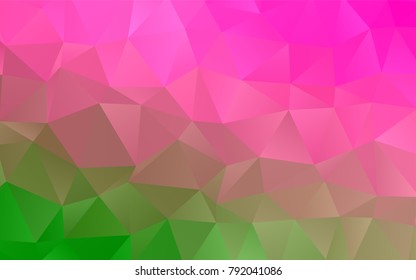 Light Pink, Green vector abstract polygonal pattern. Shining colored illustration in a brand-new style. The best triangular design for your business.