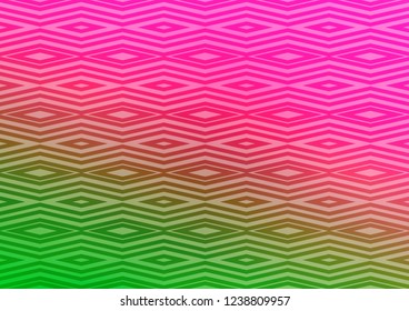 Light Pink, Green vector backdrop with lines, cubes. Colorful lines, squares on abstract background with gradient. Pattern for business booklets, leaflets.