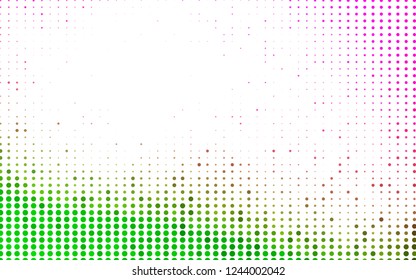 Light Pink, Green vector backdrop with dots. Beautiful colored illustration with blurred circles in nature style. Pattern for beautiful websites.