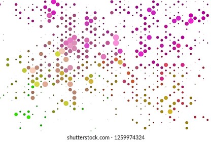 Light Pink, Green vector backdrop with dots, spots. Illustration with set of shining colorful abstract circles. Pattern for ads, leaflets.