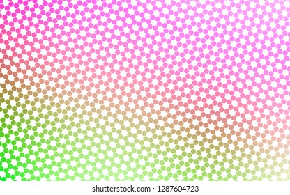 Light Pink, Green vector backdrop with dots. Blurred bubbles on abstract background with colorful gradient. Pattern for ads, leaflets.