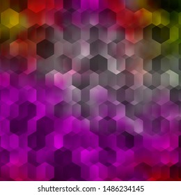 Light Pink, Green vector backdrop with hexagons. Glitter abstract illustration in hexagonal style. Design for website posters, banners.