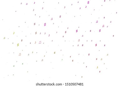 Light Pink, Green vector backdrop with music notes. Shining illustration of colorful gradient music notes. Template for fasion magazines. - Shutterstock ID 1510507481
