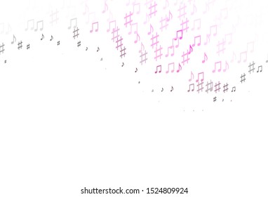 Light Pink, Green vector backdrop with music notes. Shining illustration of colorful gradient music notes. Template for fasion magazines.