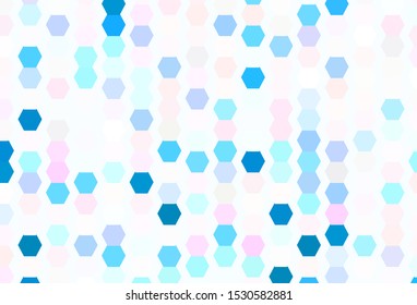 Light Pink, Green vector backdrop with hexagons. Design in abstract style with hexagons. New template for your brand book.