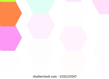 Light Pink, Green vector backdrop with hexagons. Blur background with colorful hexagons. Pattern for landing pages.