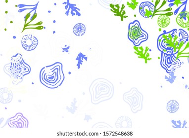 Light Pink, Green vector backdrop with memphis shapes. Colorful chaotic forms with gradient in modern style. Background for a cell phone.