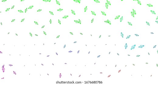Light Pink, Green vector backdrop with woman's power symbols. Colorful illustration with gradient feminism shapes. Elegant design for wallpapers.