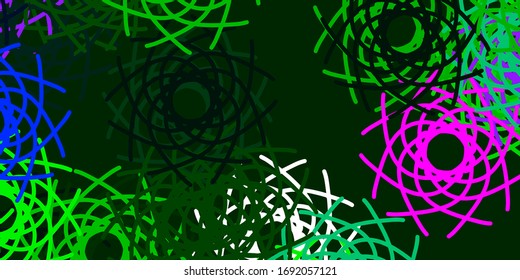 Hellrosa, grüne Vektorillustration mit chaotischen Formen. Illustration mit bunten Formen im abstrakten Stil. Elegantes Design für Bildschirmhintergründe.