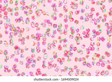 Light Pink, Green vector backdrop with dots. Modern abstract illustration with colorful water drops. Design for your business advert.