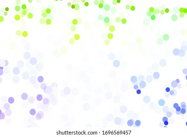 Light Pink, Green vector backdrop with dots. Abstract illustration with colored bubbles in nature style. Pattern for beautiful websites.