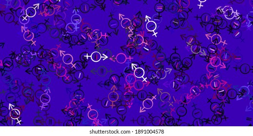 Light Pink, Green vector backdrop with woman's power symbols. Colorful feminism symbols with a gradient in modern style. Best design to show the power of women.
