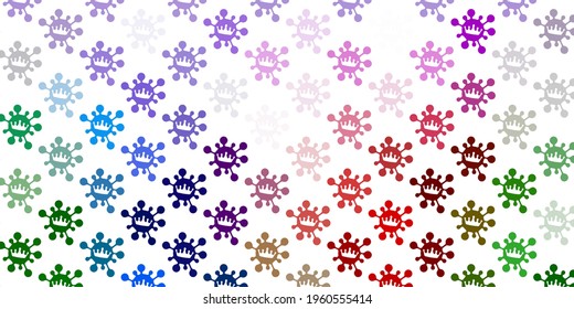 Light pink, green vector backdrop with virus symbols. Colorful abstract illustration with gradient medical shapes. Best design for quarantine events.