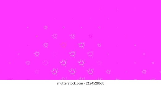 Light pink, green vector backdrop with virus symbols. Smart illustration with covid signs in decorative style. Simple design against epidemic information.