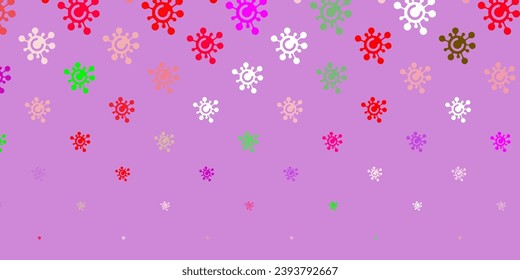 Light Pink, Green vector backdrop with virus symbols. Colorful abstract illustration with gradient medical shapes. Wallpaper for health protection.