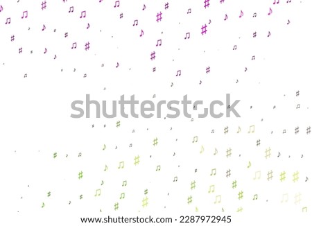 Light Pink, Green vector backdrop with music notes. Modern abstract illustration with melody keys. Modern design for wallpapers.