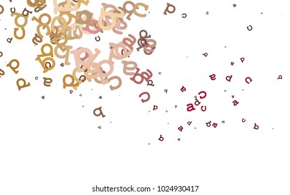 Light Pink, Green vector background with signs of alphabet. Colored alphabet signs with gradient on white background. Best design for your ad, poster, banner of college.