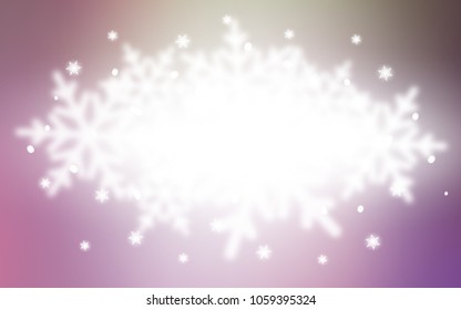 Light Pink, Green vector background with xmas snowflakes. Blurred decorative design in xmas style with snow. The pattern can be used for year new  websites.