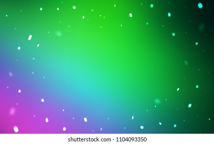 Light Pink, Green vector background with xmas snowflakes. Shining colored illustration with snow in christmas style. The pattern can be used for year new  websites.