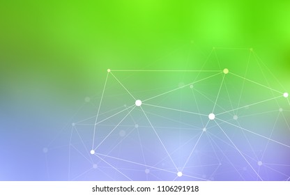 Light Pink, Green vector background with dots and lines. Design with connection of dots and lines on colorful background. Completely new template for your brand book.