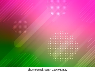 Light Pink, Green vector background with straight lines and dots. Modern geometrical abstract illustration with sticks, dots. Best design for your ad, poster, banner.