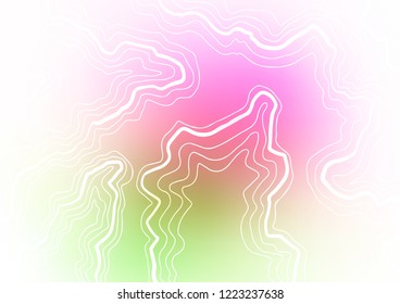 Light Pink, Green vector background with bent ribbons. Creative geometric illustration in marble style with gradient. A new texture for your  ad, booklets, leaflets.
