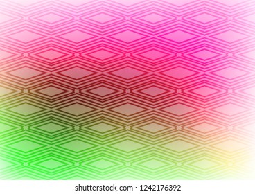 Light Pink, Green vector background with lines, rhombuses. Colorful illustration with lines, cubes on abstract template. Best design for your ad, poster, banner.