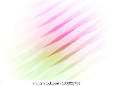 Light Pink, Green vector background with straight lines. Shining colored illustration with narrow lines. The pattern can be used as ads, poster, banner for commercial.