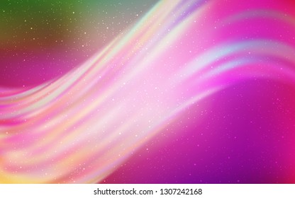 Light Pink, Green vector background with astronomical stars. Blurred decorative design in simple style with galaxy stars. Pattern for astronomy websites.