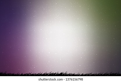 Light Pink, Green vector background with galaxy stars. Glitter abstract illustration with colorful cosmic stars. Smart design for your business advert.