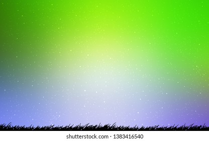 Light Pink, Green vector background with astronomical stars. Shining illustration with sky stars on abstract template. Best design for your ad, poster, banner.