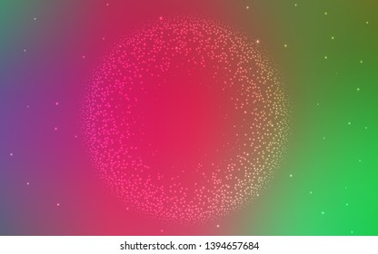 Light Pink, Green vector background with galaxy stars. Space stars on blurred abstract background with gradient. Pattern for astronomy websites.