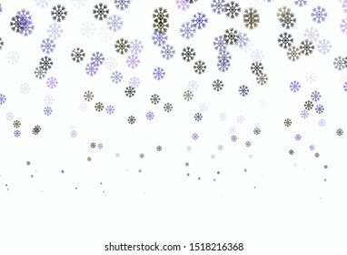 Light Pink, Green vector background with beautiful snowflakes. Glitter abstract illustration with crystals of ice. New year design for business advert.