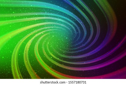 Light Pink, Green vector background with astronomical stars. Glitter abstract illustration with colorful cosmic stars. Pattern for astronomy websites.