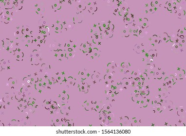 Light Pink, Green vector background with arithmetic signs. Blurred design in simple style with collection of numerals. Pattern for ad, booklets, leaflets of education.